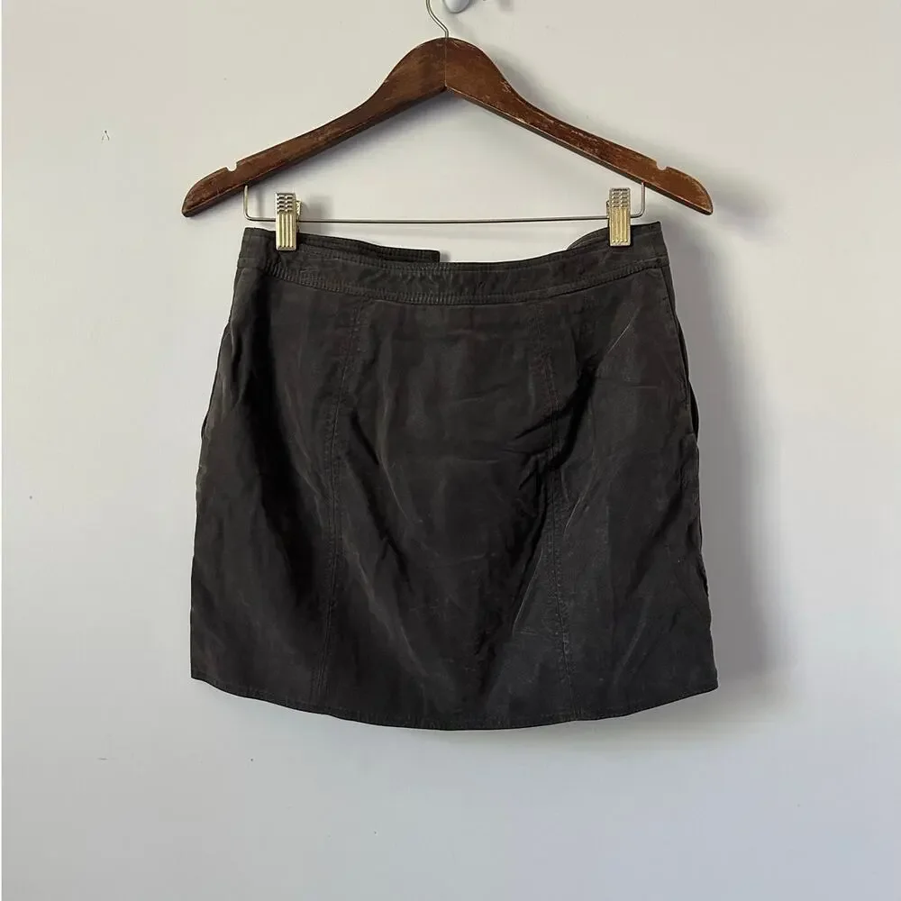 Free People Get Into the Grove Faux Suede Gray Mini Skirt size 6